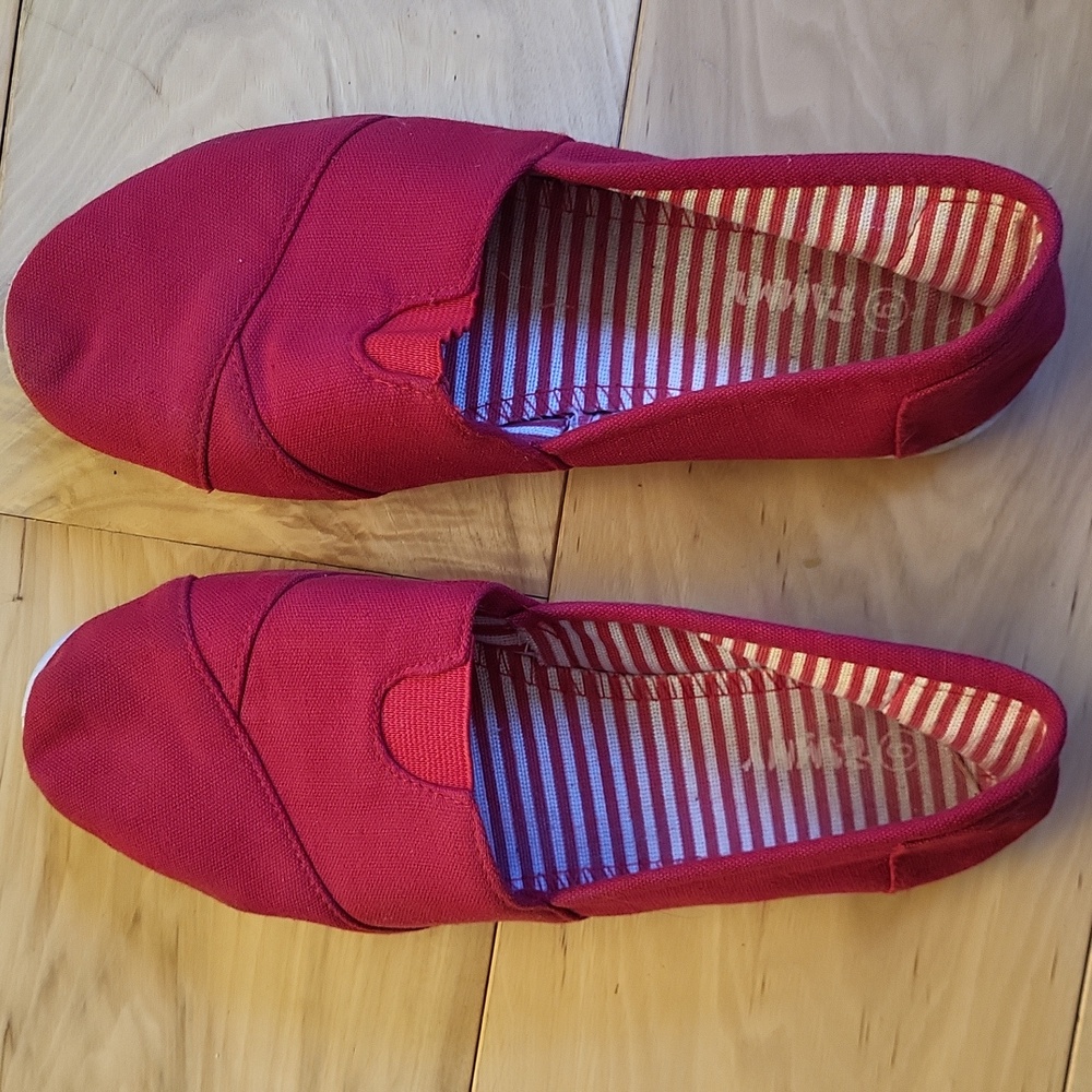 Red canvas shoes